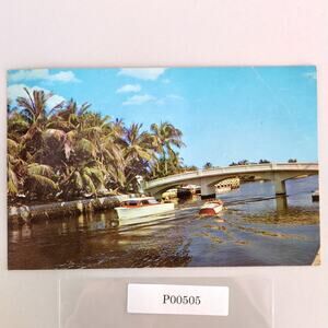 One of Many Beautiful Canals in Enchanting Florida 1960s Postcard Miami PC FL
